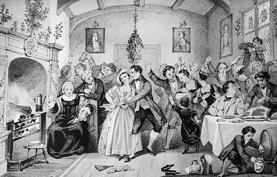 Music Drawings - Party Before the Hearth by Douglas Barnett
