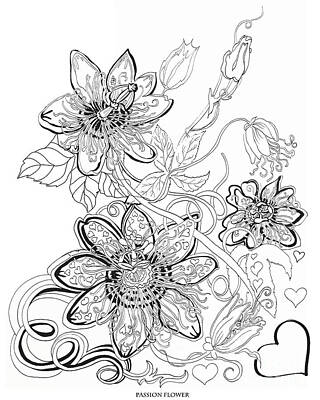 Floral Drawings Rights Managed Images - Passion flowers Royalty-Free Image by Johnnie Stanfield