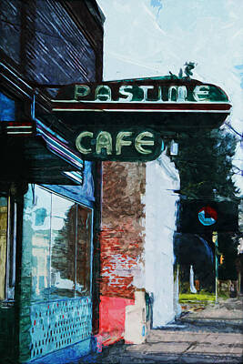 City Scenes Mixed Media - Pastime Cafe- Art by Linda Woods by Linda Woods