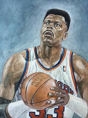 Athletes Royalty Free Images - Patrick Ewing Royalty-Free Image by Nigel Wynter