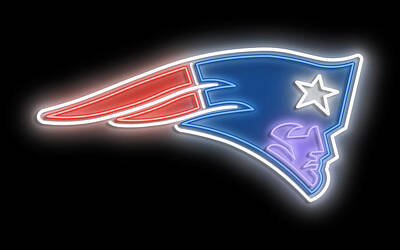 Football Royalty-Free and Rights-Managed Images - Patriots Neon Sign by Ricky Barnard