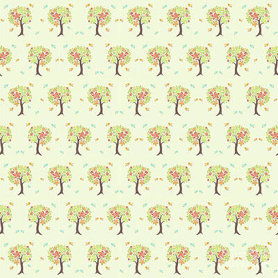 Digital Art Royalty Free Images - Pattern of trees and birds Royalty-Free Image by Gaspar Avila