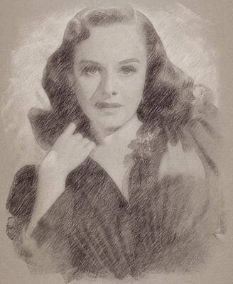 Celebrities Painting Royalty Free Images - Paulette Goddard Royalty-Free Image by Esoterica Art Agency