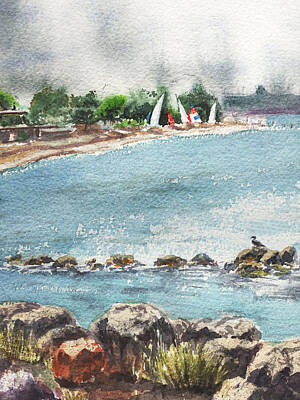 Abstract Sailboats - Peaceful Morning At The Harbor  by Irina Sztukowski