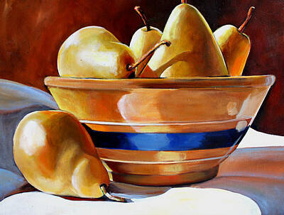 Food And Beverage Royalty-Free and Rights-Managed Images - Pears in Yelloware by Toni Grote
