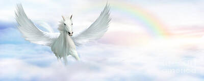 Animals Digital Art Royalty Free Images - Pegasus Royalty-Free Image by John Edwards