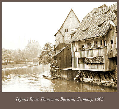 Vintage Magician Posters - Pegnitz Canal, Franconia, Germany, 1903, Vintage Photograph by A Macarthur Gurmankin