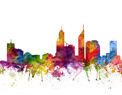 Skylines Drawings - Perth Australia Cityscape 06 by Aged Pixel