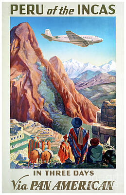 Mountain Mixed Media - Peru Incas Vintage Travel Poster Restored by Vintage Treasure