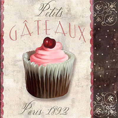 Food And Beverage Paintings - Petits Gateaux Chocolat Patisserie by Mindy Sommers