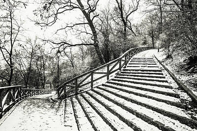 Minimalist Movie Posters 2 - Petrin Stairway. Snowy walk in Prague  by Jenny Rainbow