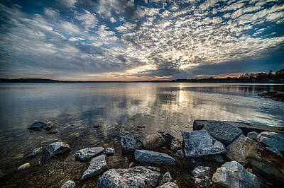 Red Foxes - Pewaukee Lake Sunset by Randy Scherkenbach