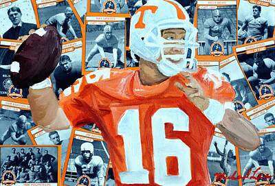 Football Painting Royalty Free Images - Peyton Manning Royalty-Free Image by Michael Lee