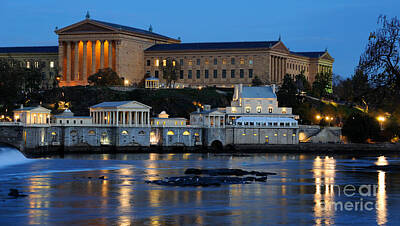 Landmarks Rights Managed Images - Philadelphia Art Museum and Fairmount Water Works Royalty-Free Image by Gary Whitton