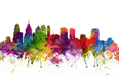 Skylines Digital Art - Philadelphia Cityscape 06 by Aged Pixel