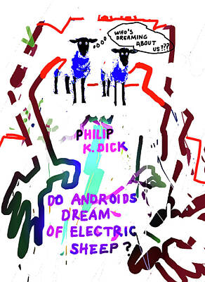 Landmarks Drawings - Philip K Dick poster 3  by Paul Sutcliffe