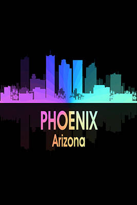 Abstract Skyline Digital Art Rights Managed Images - Phoenix AZ 5 Vertical Royalty-Free Image by Angelina Tamez