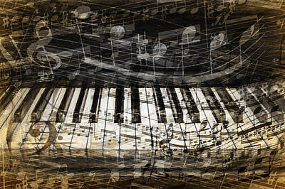 Jazz Photos - Piano Keys with with Musical Notes by Randall Nyhof