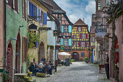 Wine Royalty-Free and Rights-Managed Images - picturesque Alsation Riquewihr II by Joachim G Pinkawa