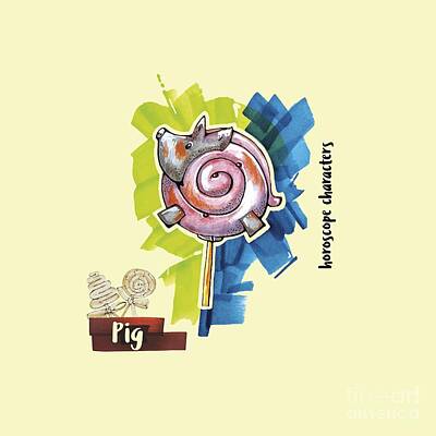 Mid Century Modern Royalty Free Images - Pig Horoscope Royalty-Free Image by Ariadna De Raadt
