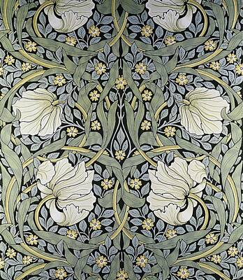 Florals Paintings - Pimpernel wallpaper design by William Morris by William Morris