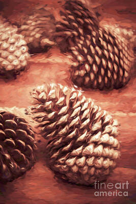 State Word Art - Pinecone painting by Jorgo Photography