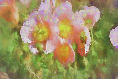 Childrens Room Animal Art - Pink Poppies 2 Impression  by Linda Brody