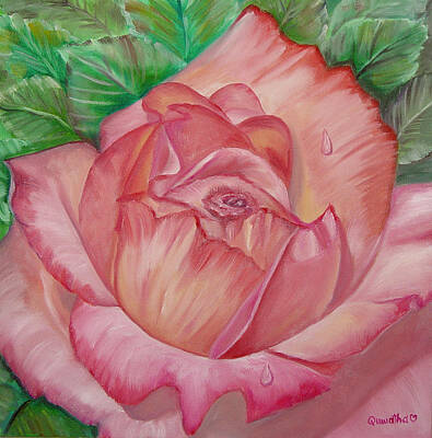 Roses Paintings - Pink Rose by Quwatha Valentine