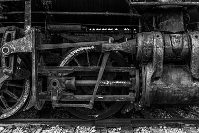 Steampunk Photos - Pistons and Connecting Rods Black and White by TL Mair