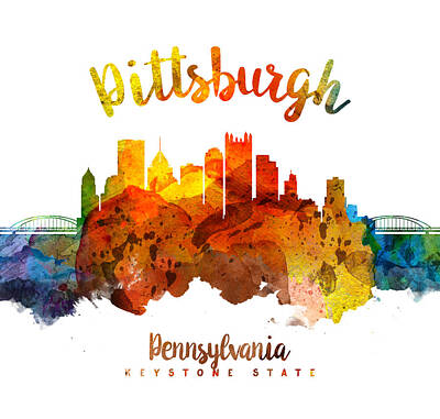 Vintage College Subway Signs Color - Pittsburgh Pennsylvania Skyline 26 by Aged Pixel