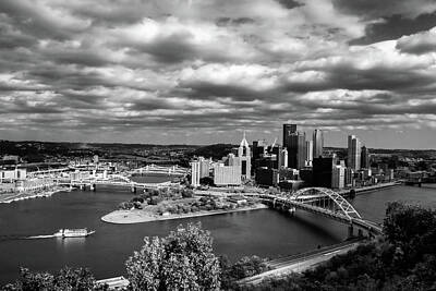 The Art Of Fishing - Pittsburgh Skyline with Boat by Michelle Joseph-Long