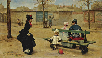  Painting - Playing Ball In The Park by Roger-Joseph Jourdain