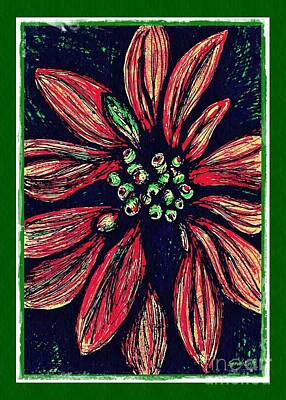Floral Drawings Rights Managed Images - Poinsettia Card Royalty-Free Image by Sarah Loft