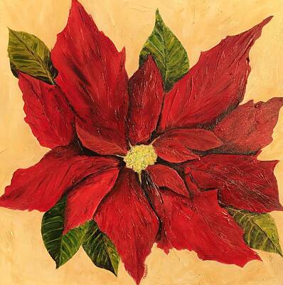 Tool Paintings - Poinsettia Christmas flower by Chuck Gebhardt