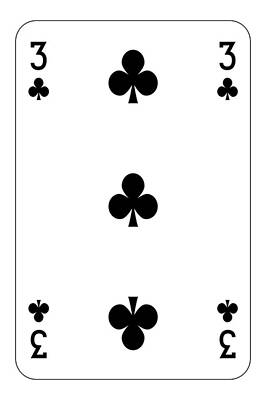 Christmas Typography - Poker playing card 3 club by Miroslav Nemecek