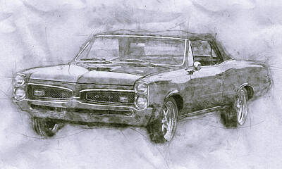 Transportation Rights Managed Images - Pontiac GTO 4 - 1967 - Automotive Art - Car Posters Royalty-Free Image by Studio Grafiikka