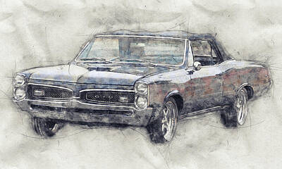 Transportation Mixed Media - Pontiac GTO 5 - 1967 - Automotive Art - Car Posters by Studio Grafiikka
