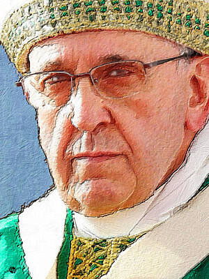Nothing But Numbers Royalty Free Images - Pope Francis Acrylic Portrait 2 Royalty-Free Image by Tony Rubino