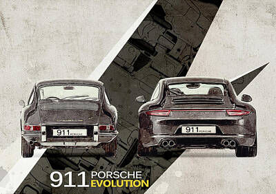 Transportation Digital Art Rights Managed Images - Porsche 911 Evolution Royalty-Free Image by Yurdaer Bes