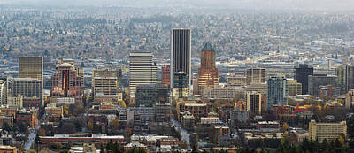 Keith Richards Royalty Free Images - Portland City Downtown Cityscape Panorama Royalty-Free Image by David Gn