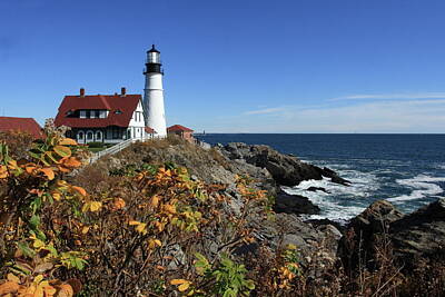 Planes And Aircraft Posters - Portland Head Lighthouse in the Fall by Lou Ford