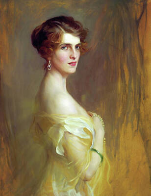 Modern Man Mid Century Modern - Portrait Of A Lady In Yellow by Georgiana Romanovna