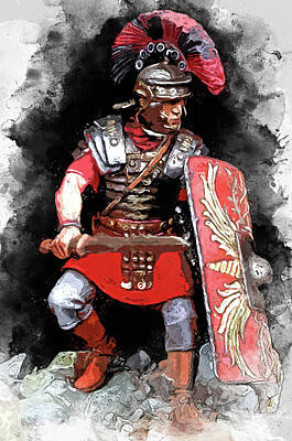 Portraits Paintings - Portrait of a Roman Legionary - 18 by AM FineArtPrints