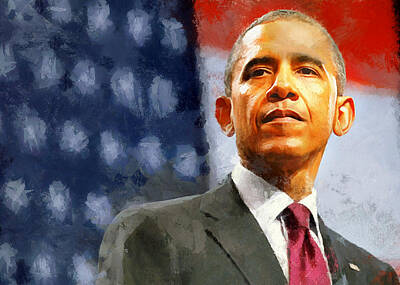 Politicians Digital Art Royalty Free Images - Portrait of Barack Obama Royalty-Free Image by Charmaine Zoe