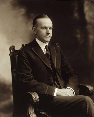 Portraits Royalty-Free and Rights-Managed Images - Portrait of Calvin Coolidge 1923-1929 by Celestial Images