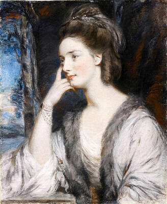 Daniel Gardner Drawing - Portrait Of Lady Watkin Williams-wynn Half-length In A White Dress by Daniel Gardner