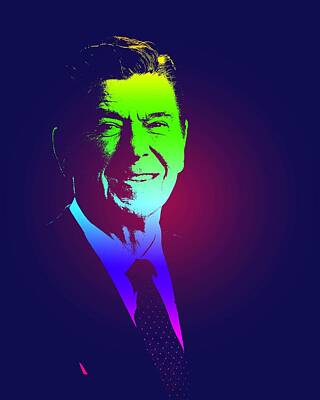 Portraits Royalty-Free and Rights-Managed Images - Portrait of President Reagan 1981 Poster by Celestial Images