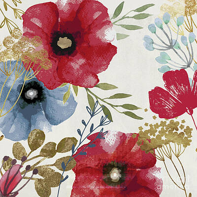 Stock Photography - Posy Watercolor Poppies by Mindy Sommers
