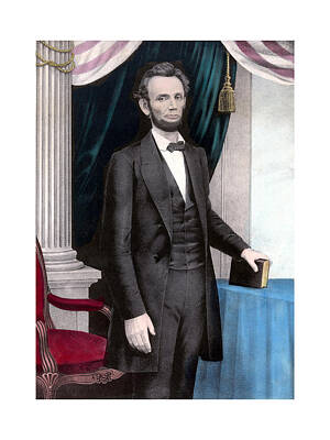 Politicians Royalty Free Images - President Abraham Lincoln In Color Royalty-Free Image by War Is Hell Store