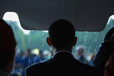 Politicians Royalty Free Images - President Barack Obama under falling rain 2 Royalty-Free Image by Celestial Images